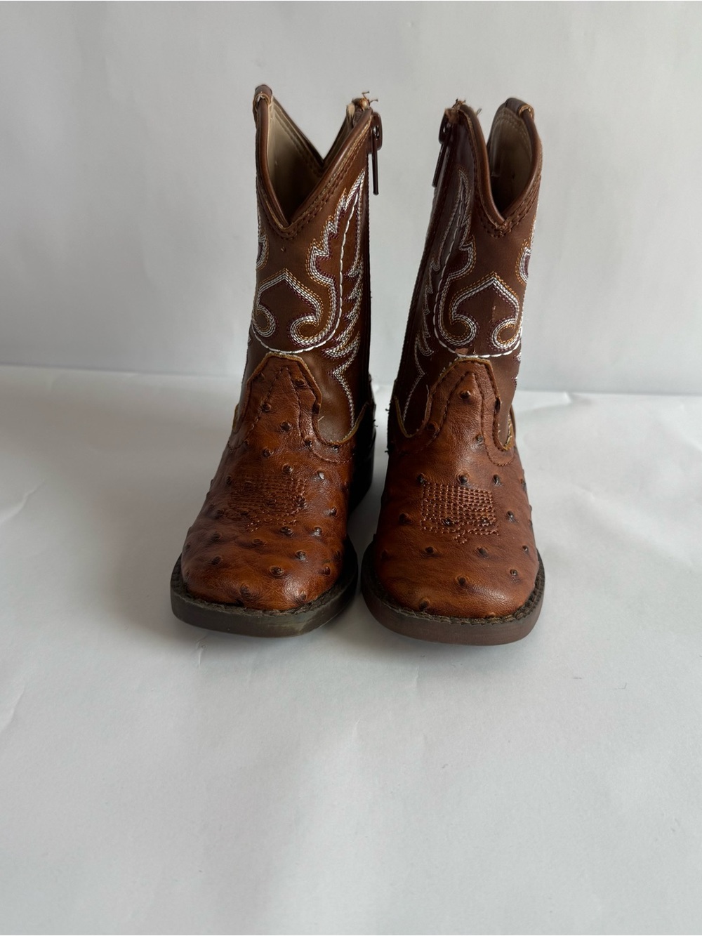 Roper Brown Western Cowboy Boots Size Unisex toddler size 5- zipper